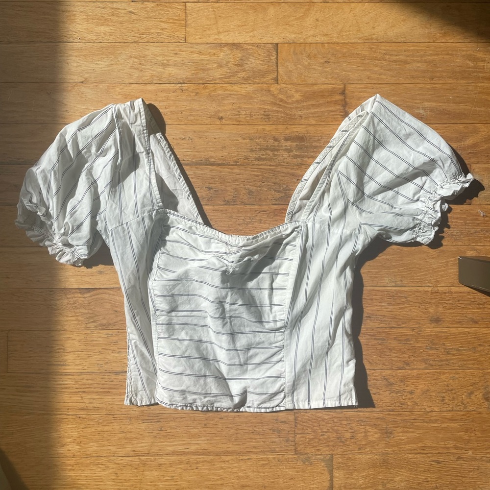 Free People Crop Top Puff Sleeve